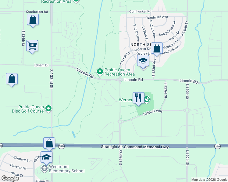 map of restaurants, bars, coffee shops, grocery stores, and more near 10609 South 126th Court in Omaha