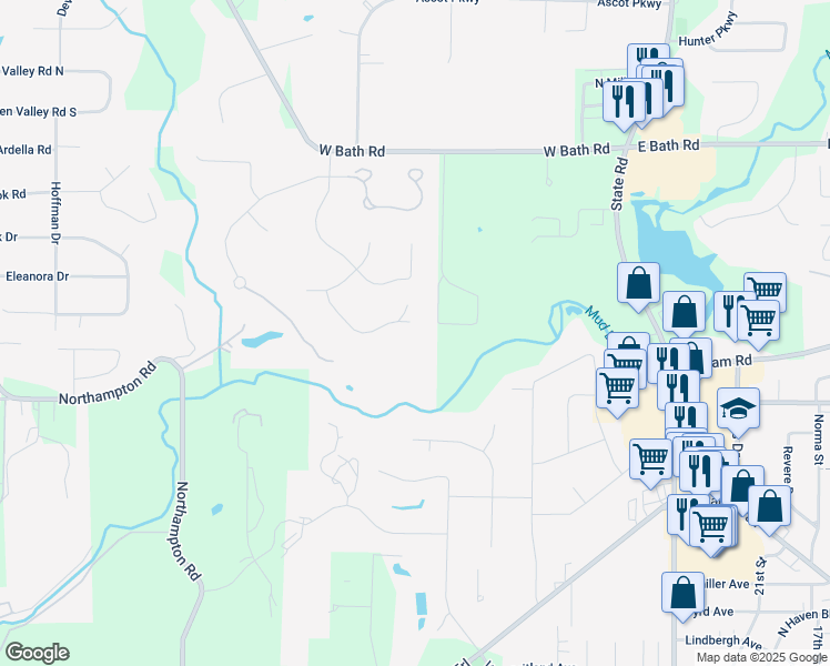 map of restaurants, bars, coffee shops, grocery stores, and more near 2622 Deer Ridge Run in Cuyahoga Falls