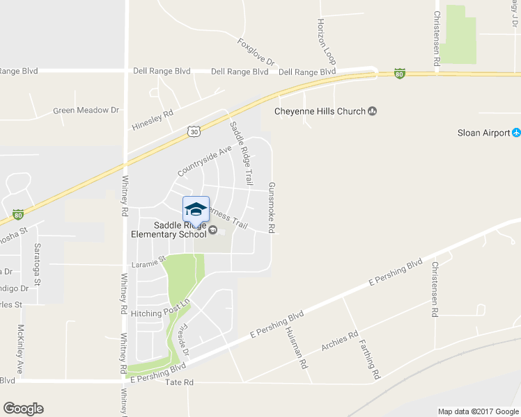 map of restaurants, bars, coffee shops, grocery stores, and more near 6970 Boot Strap Court in Cheyenne