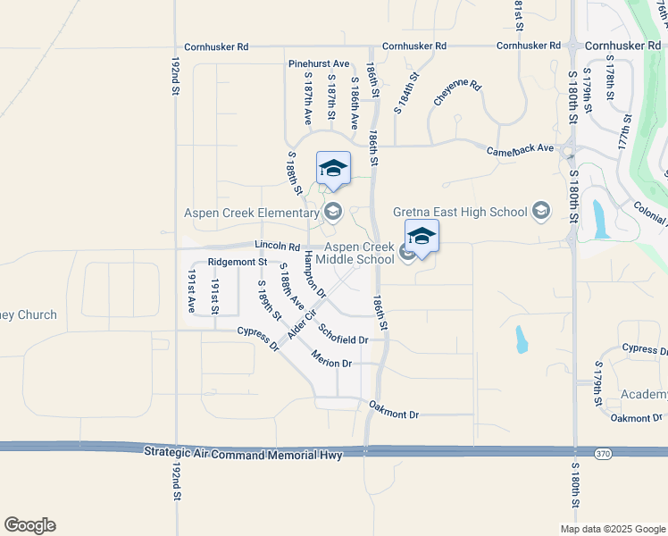map of restaurants, bars, coffee shops, grocery stores, and more near 11014 South 187th Circle in Omaha