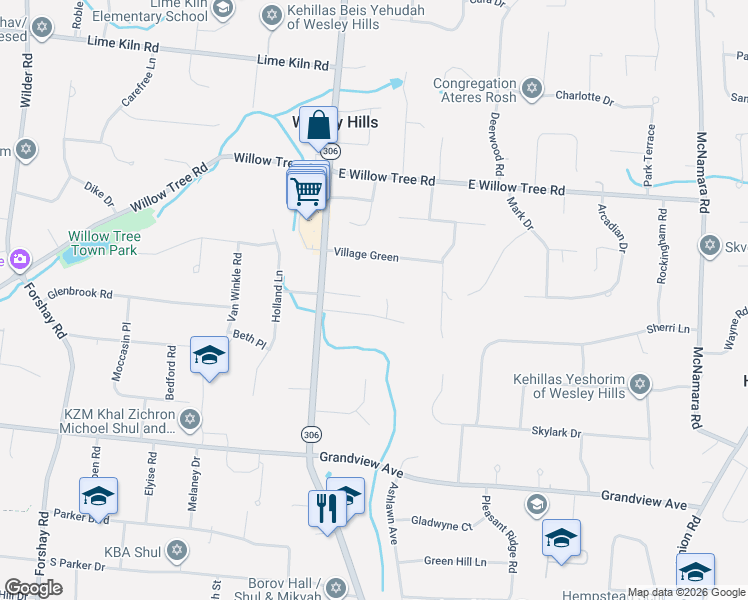 map of restaurants, bars, coffee shops, grocery stores, and more near 428 New York 306 in Monsey