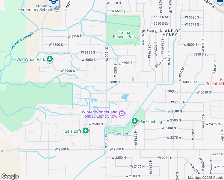 map of restaurants, bars, coffee shops, grocery stores, and more near 6052 South 4275 West in Roy