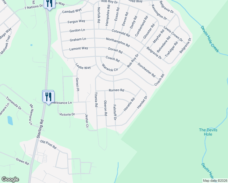 map of restaurants, bars, coffee shops, grocery stores, and more near 1499 Falstaff Road in Monroe County
