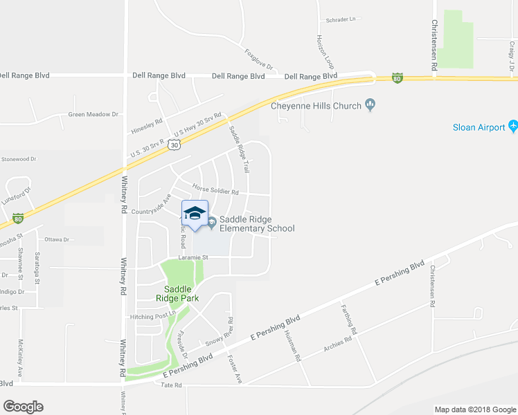 map of restaurants, bars, coffee shops, grocery stores, and more near 6966 Boot Strap Court in Cheyenne