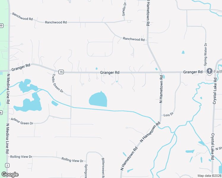 map of restaurants, bars, coffee shops, grocery stores, and more near 4584 Granger Road in Akron