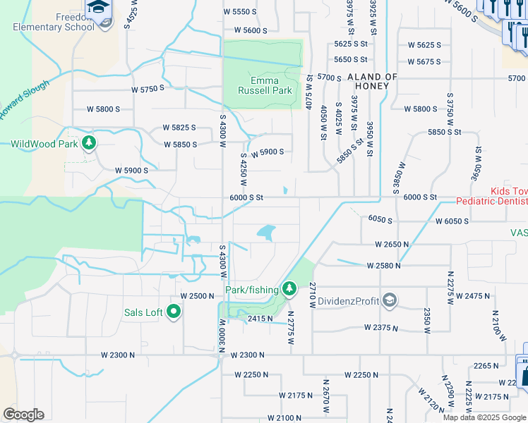 map of restaurants, bars, coffee shops, grocery stores, and more near 4203 West 6025 South in Roy