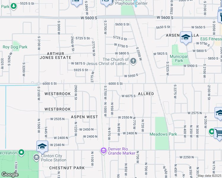map of restaurants, bars, coffee shops, grocery stores, and more near 2676 West 6050 South in Roy