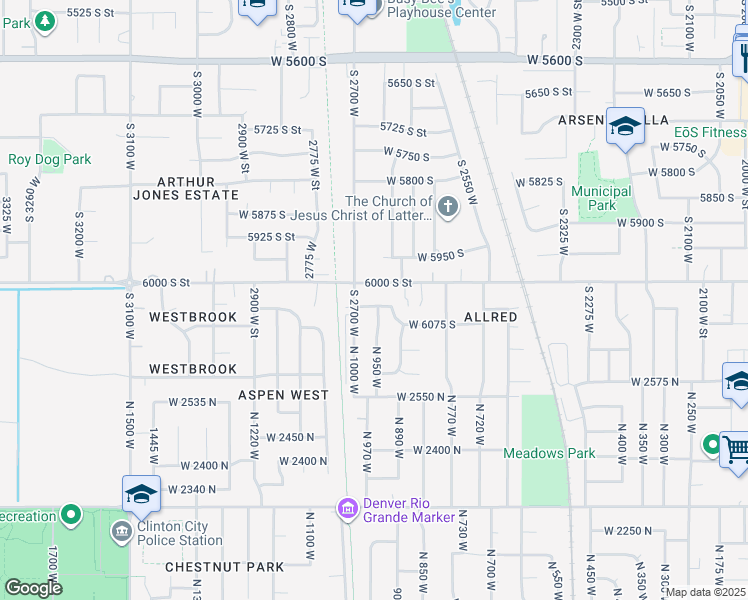 map of restaurants, bars, coffee shops, grocery stores, and more near 2676 West 6050 South in Roy
