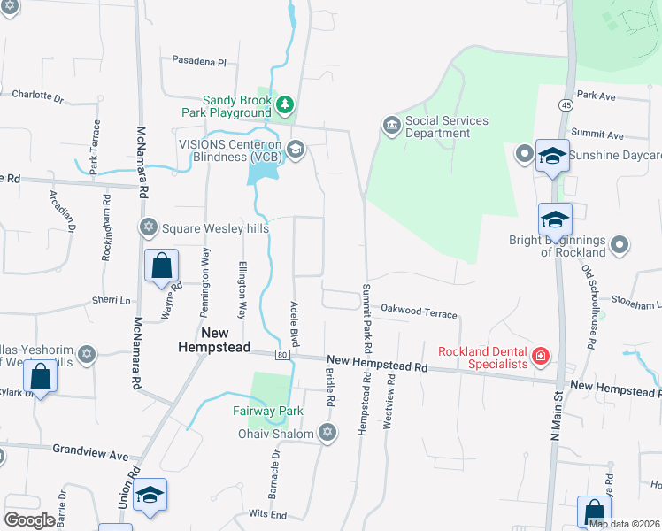 map of restaurants, bars, coffee shops, grocery stores, and more near 24 Terri Lee Lane in Spring Valley