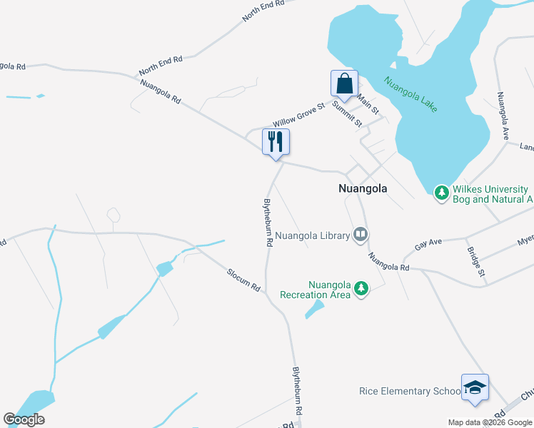 map of restaurants, bars, coffee shops, grocery stores, and more near State Route 3008 in Nuangola