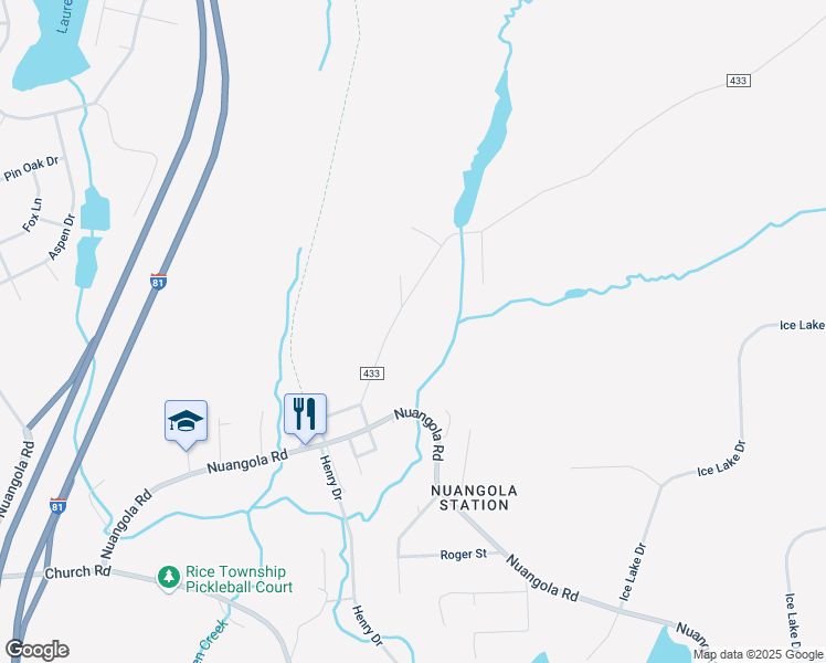 map of restaurants, bars, coffee shops, grocery stores, and more near 1-199 Township Highway 433 in Mountain Top