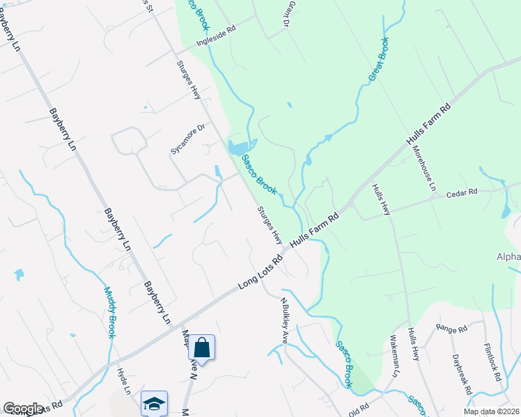 map of restaurants, bars, coffee shops, grocery stores, and more near 110 Sturges Highway in Westport