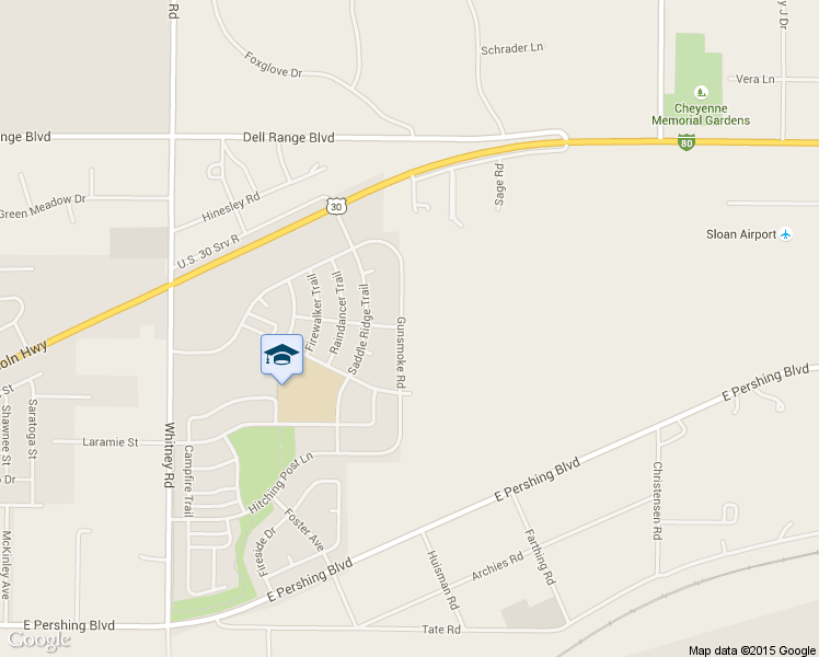 map of restaurants, bars, coffee shops, grocery stores, and more near 3901 Gunsmoke Road in Cheyenne