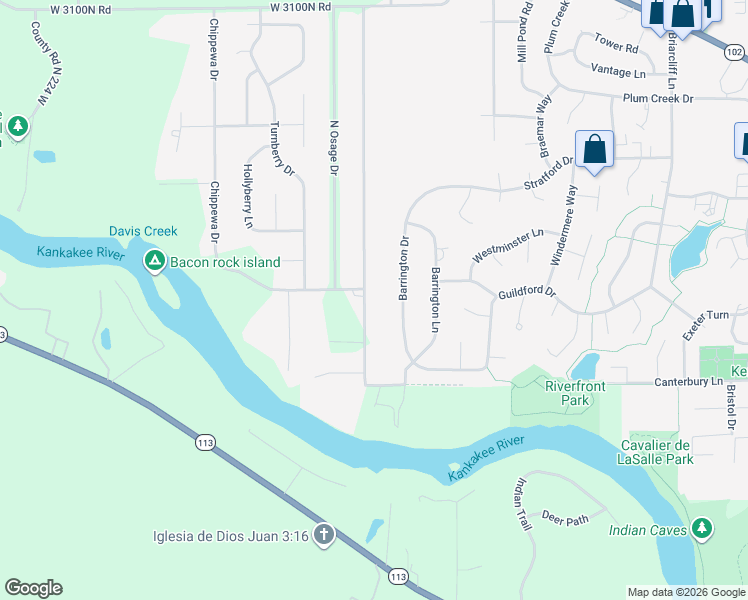 map of restaurants, bars, coffee shops, grocery stores, and more near 2397 Sportsman Club Road in Bourbonnais