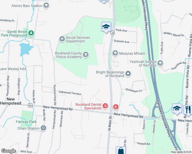 map of restaurants, bars, coffee shops, grocery stores, and more near 9 Aron Court in Spring Valley