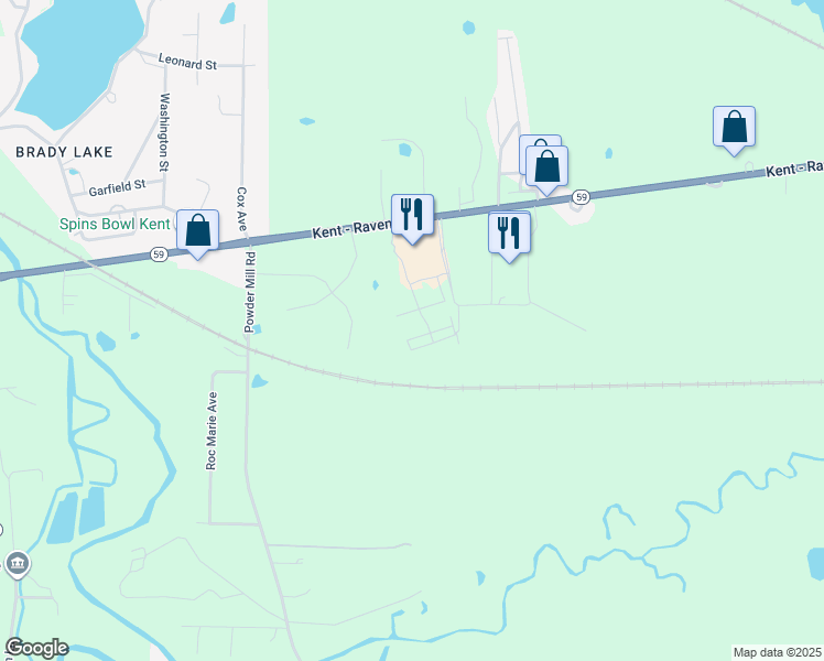 map of restaurants, bars, coffee shops, grocery stores, and more near 6025 Pebblebrook Lane in Kent