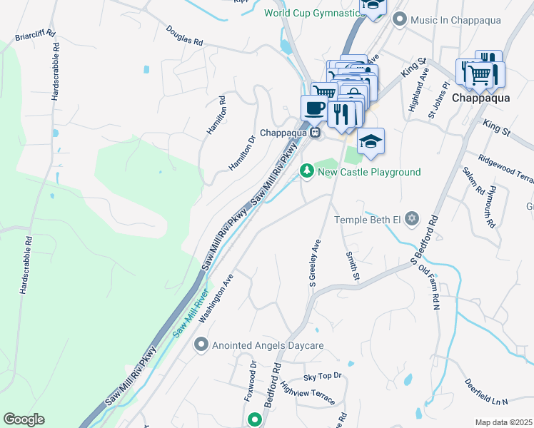 map of restaurants, bars, coffee shops, grocery stores, and more near 690 Washington Avenue in Pleasantville