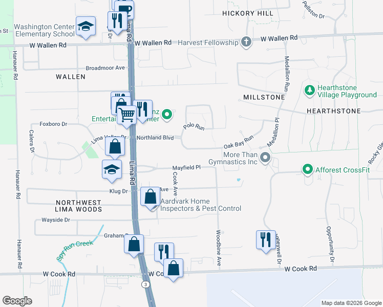 map of restaurants, bars, coffee shops, grocery stores, and more near 1334 Mayfield Rd in Fort Wayne