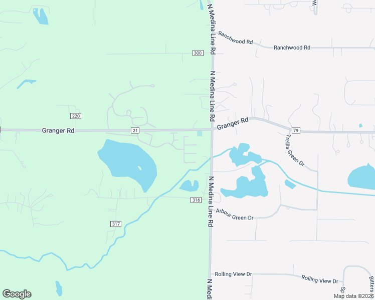 map of restaurants, bars, coffee shops, grocery stores, and more near 200 Granger Road in Medina