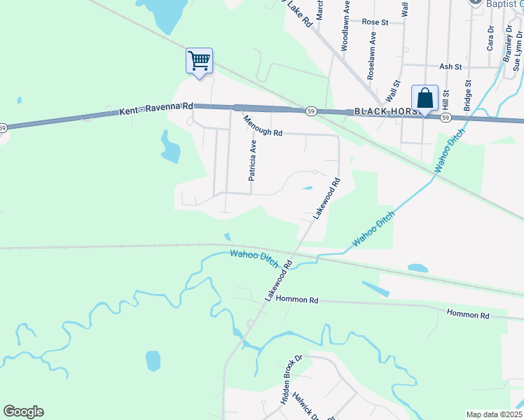 map of restaurants, bars, coffee shops, grocery stores, and more near 5993 Lakewood Road in Ravenna