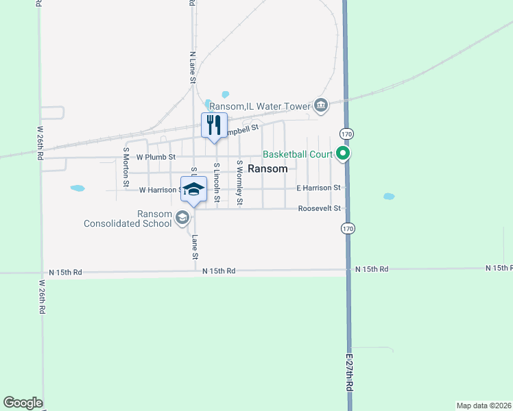 map of restaurants, bars, coffee shops, grocery stores, and more near 312 South Columbus Street in Ransom