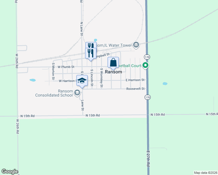 map of restaurants, bars, coffee shops, grocery stores, and more near 312 South Columbus Street in Ransom