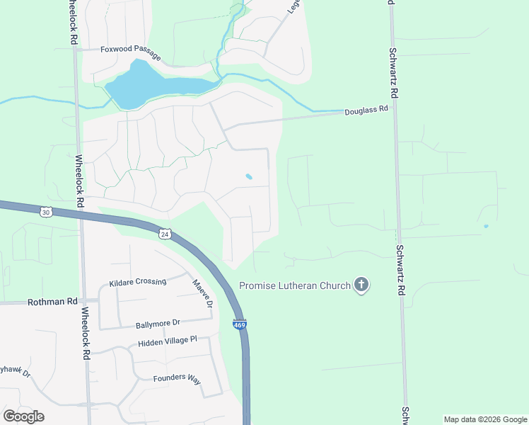 map of restaurants, bars, coffee shops, grocery stores, and more near 10100 Douglass Road in Fort Wayne