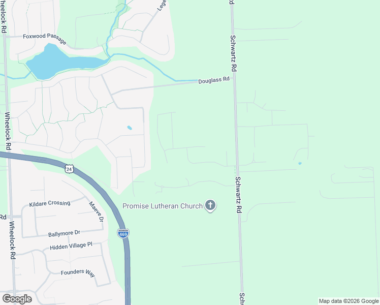 map of restaurants, bars, coffee shops, grocery stores, and more near 7601 Schwartz Road in Fort Wayne