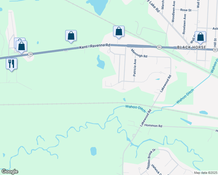 map of restaurants, bars, coffee shops, grocery stores, and more near 3002 Ohio 59 in Ravenna