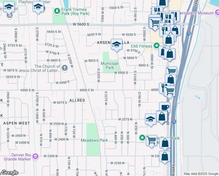 map of restaurants, bars, coffee shops, grocery stores, and more near 2262 West 6000 South in Roy