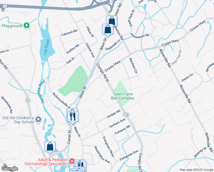 map of restaurants, bars, coffee shops, grocery stores, and more near 3 Janson Drive in Westport