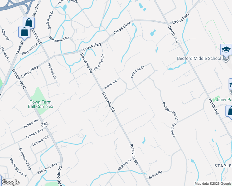 map of restaurants, bars, coffee shops, grocery stores, and more near 21 Joann Circle in Westport