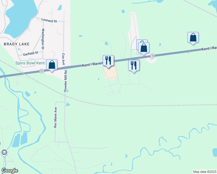 map of restaurants, bars, coffee shops, grocery stores, and more near 6025 Pebblebrook Lane in Kent