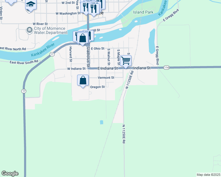 map of restaurants, bars, coffee shops, grocery stores, and more near 209 Oregon Street in Momence