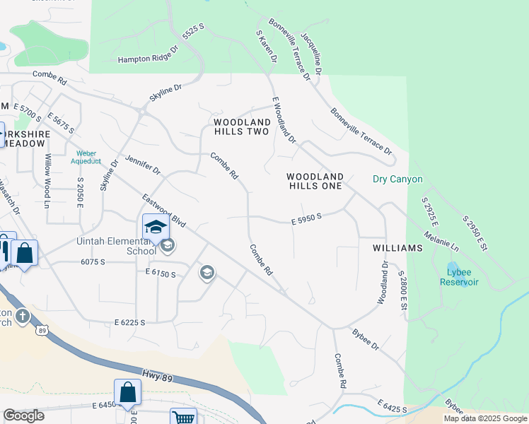 map of restaurants, bars, coffee shops, grocery stores, and more near 2340 East 5950 South in Ogden