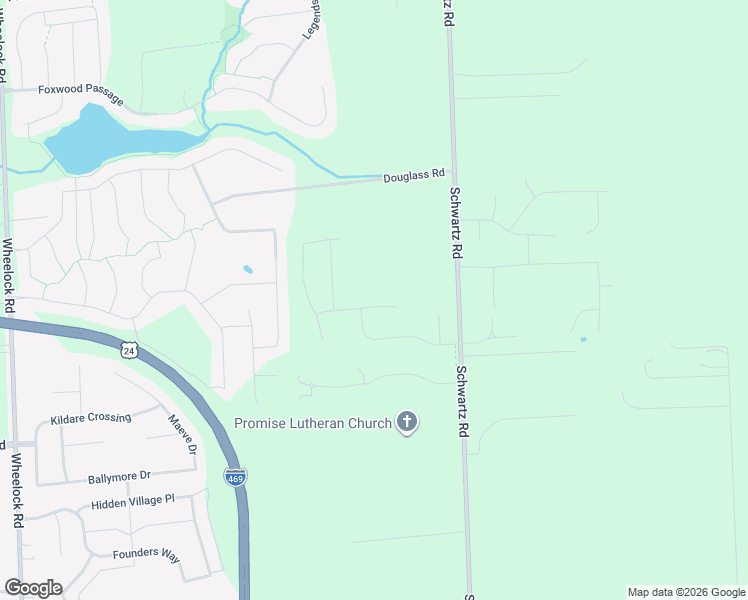 map of restaurants, bars, coffee shops, grocery stores, and more near 7601 Schwartz Road in Fort Wayne