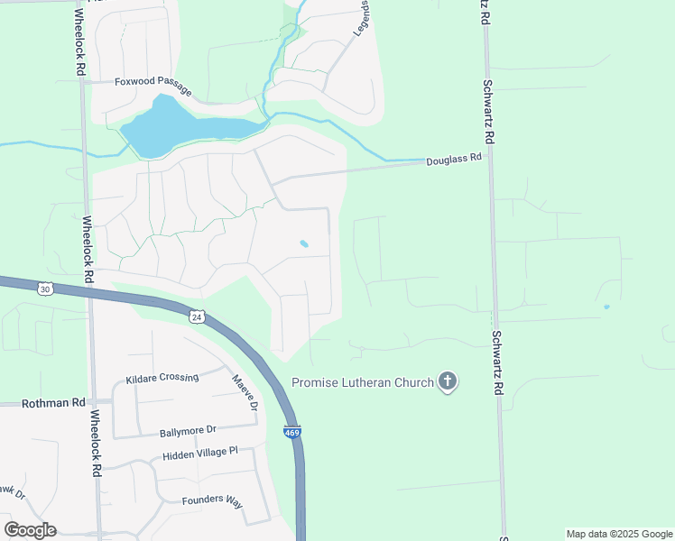 map of restaurants, bars, coffee shops, grocery stores, and more near 7736 Lila Way in Fort Wayne