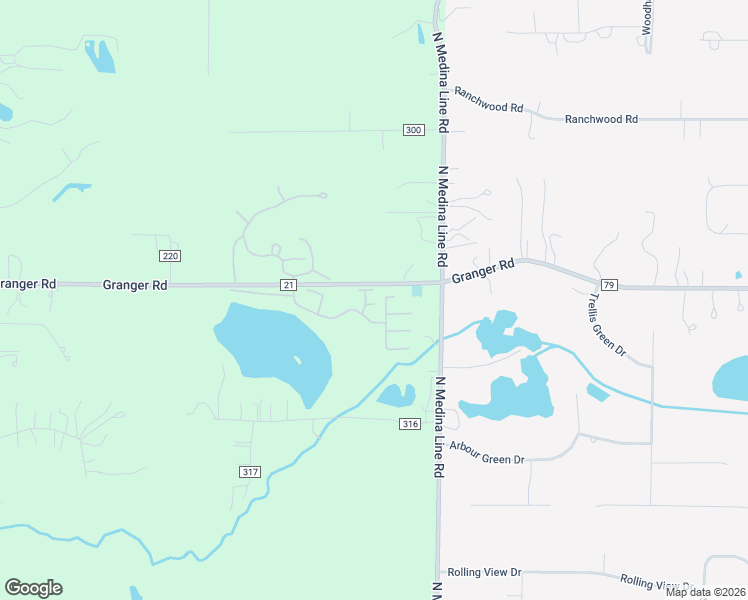 map of restaurants, bars, coffee shops, grocery stores, and more near 200 Granger Road in Medina