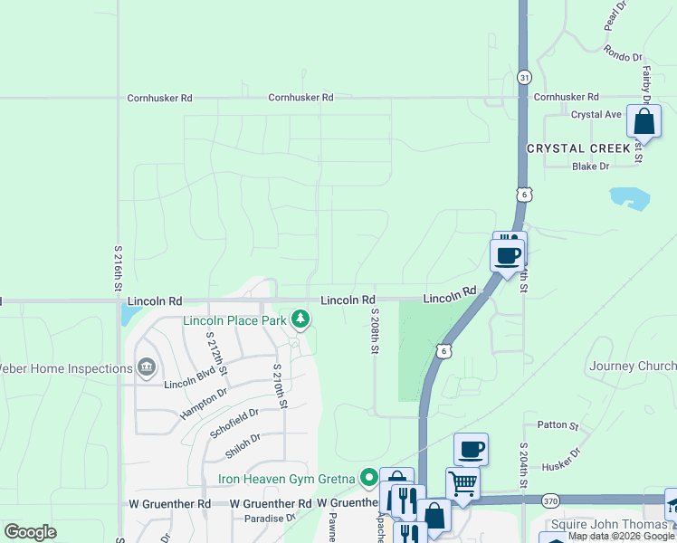 map of restaurants, bars, coffee shops, grocery stores, and more near in Gretna