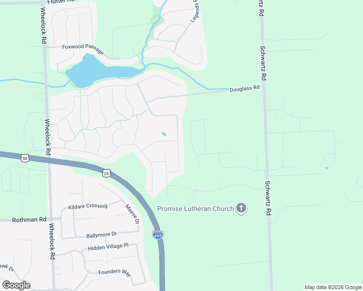 map of restaurants, bars, coffee shops, grocery stores, and more near 7732 Lila Way in Fort Wayne