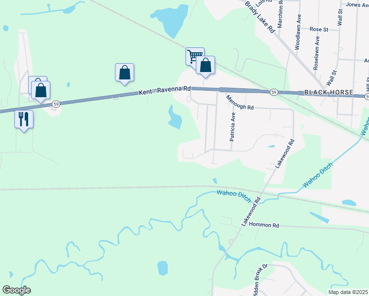 map of restaurants, bars, coffee shops, grocery stores, and more near 3002 Ohio 59 in Ravenna