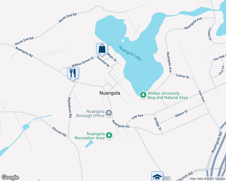 map of restaurants, bars, coffee shops, grocery stores, and more near 34 Lake Avenue in Nuangola