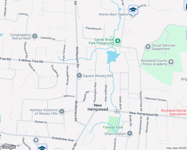 map of restaurants, bars, coffee shops, grocery stores, and more near 27 Pennington Way in Spring Valley