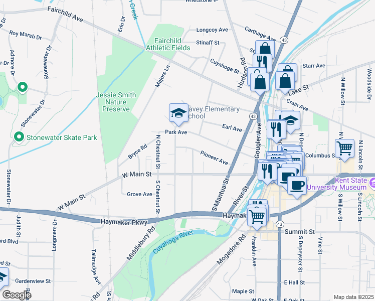 map of restaurants, bars, coffee shops, grocery stores, and more near 610 Pioneer Avenue in Kent
