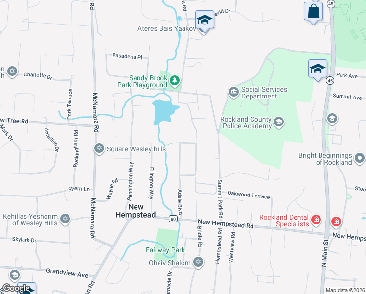 map of restaurants, bars, coffee shops, grocery stores, and more near 26 Adele Boulevard in Spring Valley