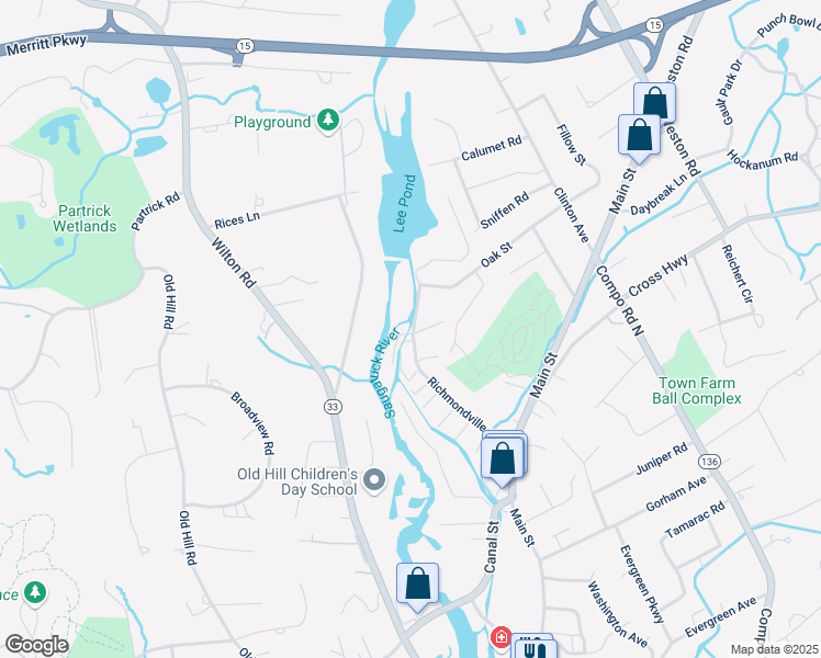 map of restaurants, bars, coffee shops, grocery stores, and more near 49 Richmondville Avenue in Westport