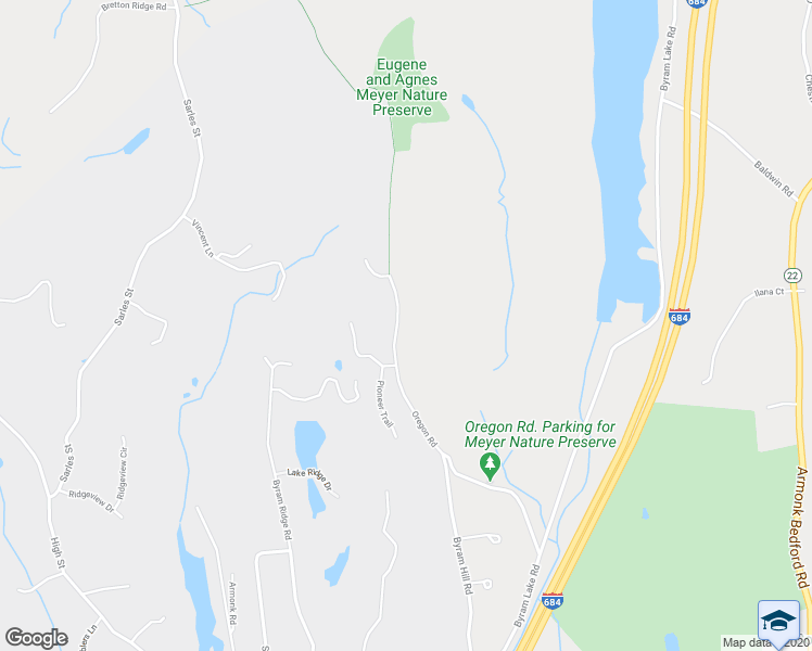 map of restaurants, bars, coffee shops, grocery stores, and more near 42 Oregon Road in Westchester County