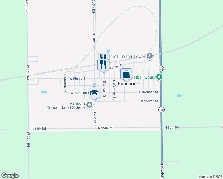 map of restaurants, bars, coffee shops, grocery stores, and more near 206 South Wormley Street in Ransom