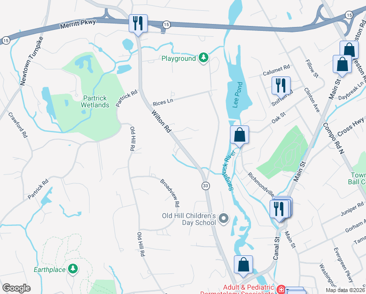 map of restaurants, bars, coffee shops, grocery stores, and more near 230 Connecticut 33 in Westport