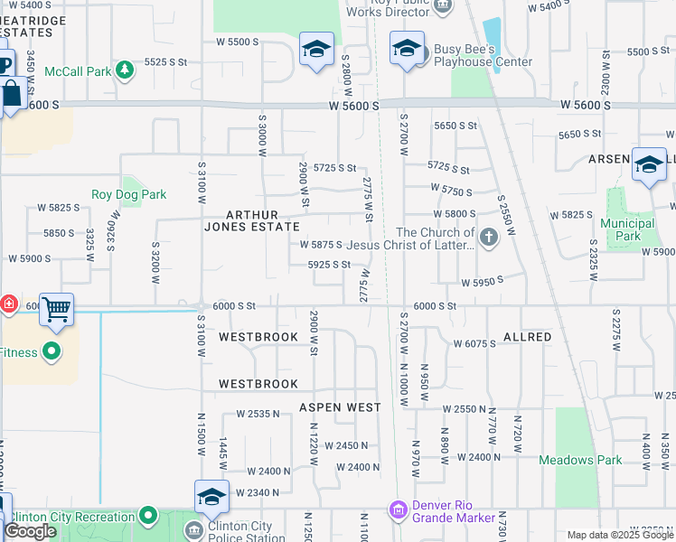 map of restaurants, bars, coffee shops, grocery stores, and more near 2829 West 5925 South in Roy